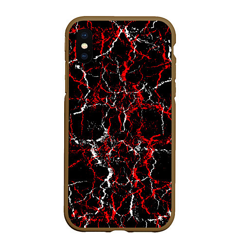 Чехол iPhone XS Max матовый Абстрактная текстура мраморного вида / 3D-Коричневый – фото 1