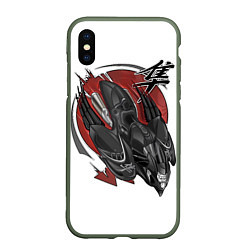 Чехол iPhone XS Max матовый Suzuki Hayabusa сокол, цвет: 3D-темно-зеленый