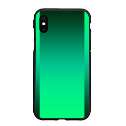 Чехол iPhone XS Max матовый Яркий зеленый градиентный комбинированный фон, цвет: 3D-черный