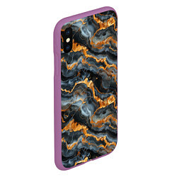 Чехол iPhone XS Max матовый Мраморное золото, цвет: 3D-фиолетовый — фото 2