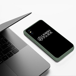 Чехол iPhone XS Max матовый Linkin parrk logo chester, цвет: 3D-темно-зеленый — фото 2