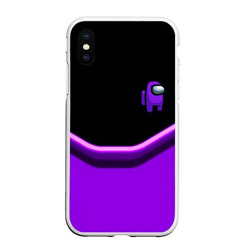 Чехол iPhone XS Max матовый Among us neon geometry / 3D-Белый – фото 1