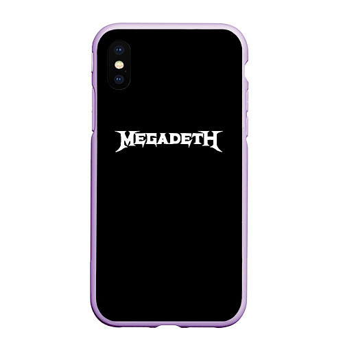 Чехол iPhone XS Max матовый Megadeth logo white / 3D-Сиреневый – фото 1