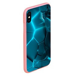 Чехол iPhone XS Max матовый Неоновые холодные голубые плиты в разломе, цвет: 3D-баблгам — фото 2