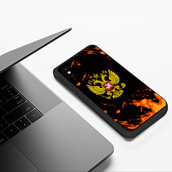 Чехол iPhone XS Max матовый Россия огненные краски, цвет: 3D-черный — фото 2