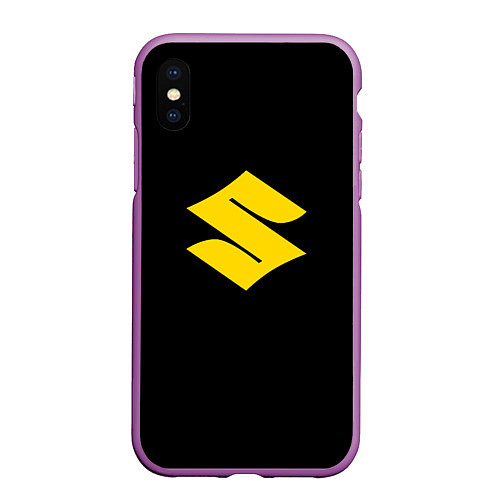 Чехол iPhone XS Max матовый Suzuki logo yellow / 3D-Фиолетовый – фото 1