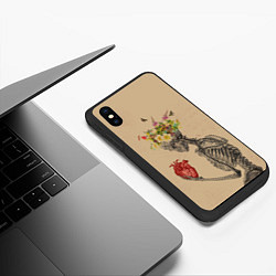 Чехол iPhone XS Max матовый Bone and heart, цвет: 3D-черный — фото 2