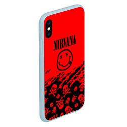 Чехол iPhone XS Max матовый Nirvana rock skull, цвет: 3D-голубой — фото 2