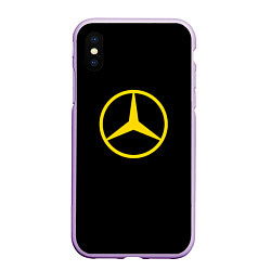 Чехол iPhone XS Max матовый Mercedes logo yello, цвет: 3D-сиреневый