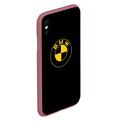 Чехол iPhone XS Max матовый BMW logo yellow, цвет: 3D-малиновый — фото 2