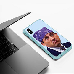 Чехол iPhone XS Max матовый Prison mike офис, цвет: 3D-мятный — фото 2