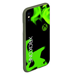 Чехол iPhone XS Max матовый Xbox one green flame, цвет: 3D-темно-зеленый — фото 2