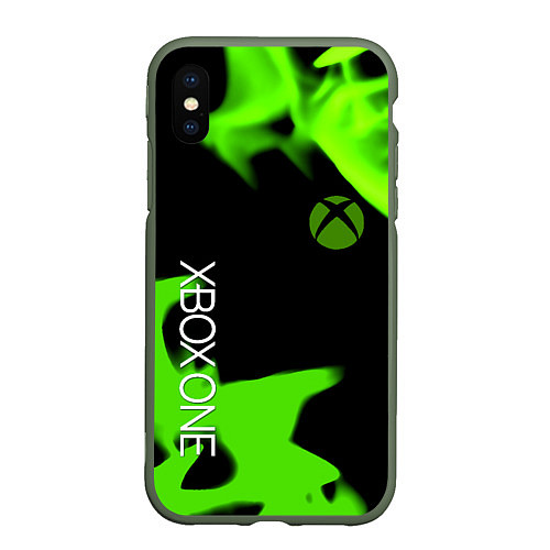 Чехол iPhone XS Max матовый Xbox one green flame / 3D-Темно-зеленый – фото 1