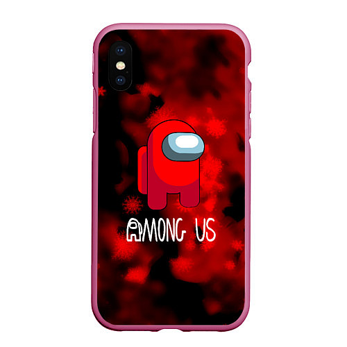 Чехол iPhone XS Max матовый Among us красный / 3D-Малиновый – фото 1