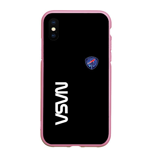 Чехол iPhone XS Max матовый Nasa space steel / 3D-Розовый – фото 1