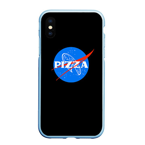 Чехол iPhone XS Max матовый Пица мем бренд / 3D-Голубой – фото 1