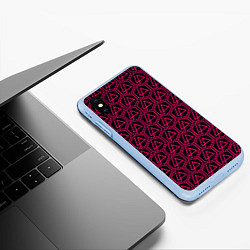 Чехол iPhone XS Max матовый Linkin park pink logo, цвет: 3D-голубой — фото 2