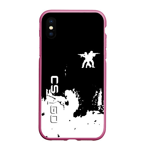 Чехол iPhone XS Max матовый Контра белые лого / 3D-Малиновый – фото 1