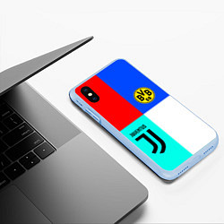 Чехол iPhone XS Max матовый Juventus x Borussia, цвет: 3D-голубой — фото 2