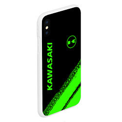 Чехол iPhone XS Max матовый Kawasaki - logo, цвет: 3D-белый — фото 2