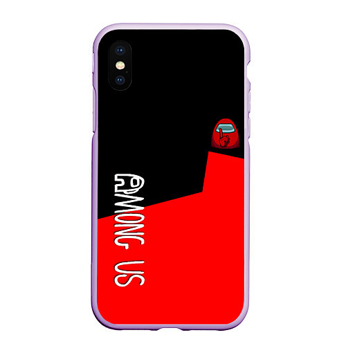 Чехол iPhone XS Max матовый Амонг ас геометрия красный / 3D-Сиреневый – фото 1