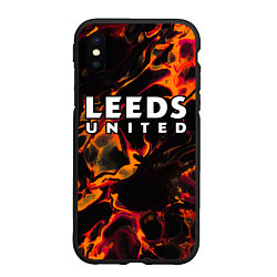 Чехол iPhone XS Max матовый Leeds United red lava, цвет: 3D-черный