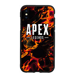 Чехол iPhone XS Max матовый Apex Legends red lava