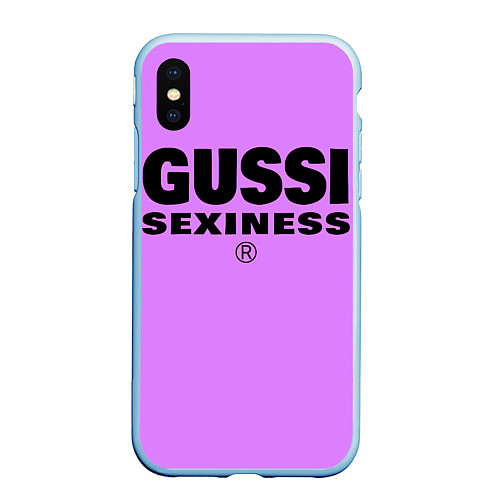 Чехол iPhone XS Max матовый Гусси сиреневый - сексуальность / 3D-Голубой – фото 1