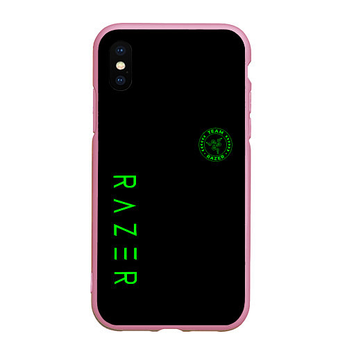 Чехол iPhone XS Max матовый Razer brend game / 3D-Розовый – фото 1