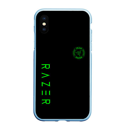 Чехол iPhone XS Max матовый Razer brend game / 3D-Голубой – фото 1