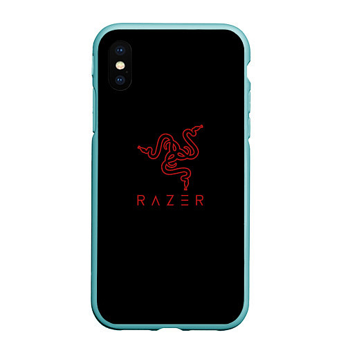 Чехол iPhone XS Max матовый Razer red logo / 3D-Мятный – фото 1