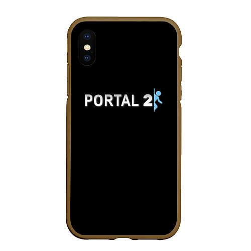 Чехол iPhone XS Max матовый Portal 2 logo / 3D-Коричневый – фото 1