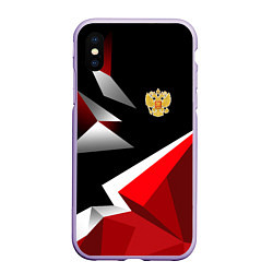 Чехол iPhone XS Max матовый Russia uniform - красный и черный, цвет: 3D-светло-сиреневый