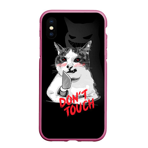 Чехол iPhone XS Max матовый Сердитый кот с ножом / 3D-Малиновый – фото 1