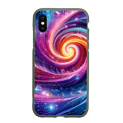 Чехол iPhone XS Max матовый Космическая галактическая спираль - неоновое свече