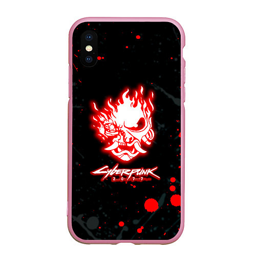 Чехол iPhone XS Max матовый Samurai flame logo / 3D-Розовый – фото 1