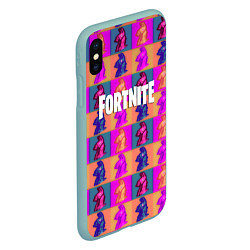 Чехол iPhone XS Max матовый Fortnite logo pattern game, цвет: 3D-мятный — фото 2