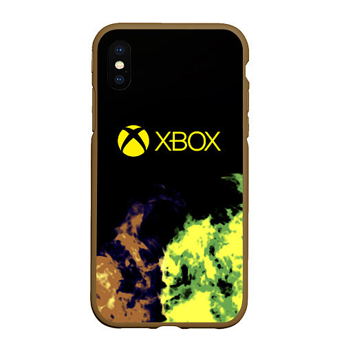 Чехол iPhone XS Max матовый Xbox game flame / 3D-Коричневый – фото 1