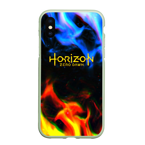 Чехол iPhone XS Max матовый Horizon zero dawn flame glitch / 3D-Салатовый – фото 1