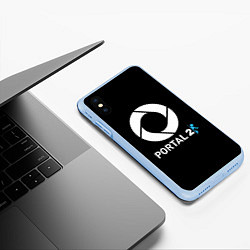 Чехол iPhone XS Max матовый Portal2 logo game, цвет: 3D-голубой — фото 2