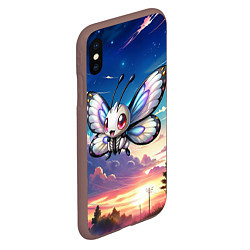 Чехол iPhone XS Max матовый Pokemon butterfree, цвет: 3D-коричневый — фото 2