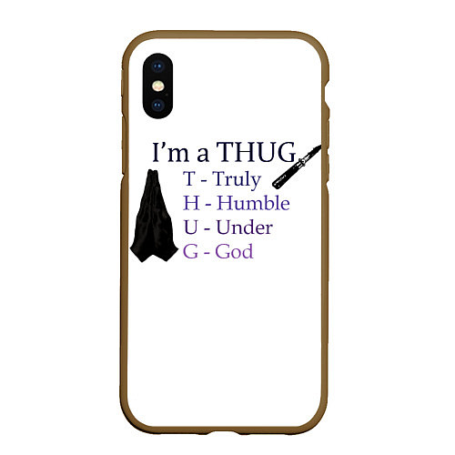 Чехол iPhone XS Max матовый Im a thug / 3D-Коричневый – фото 1