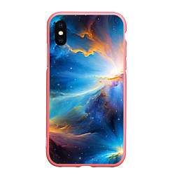 Чехол iPhone XS Max матовый Космический пейзаж - галактики, цвет: 3D-баблгам