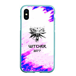 Чехол iPhone XS Max матовый The Witcher colors neon, цвет: 3D-мятный