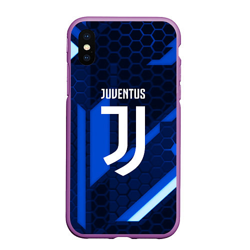 Чехол iPhone XS Max матовый Juventus sport geometry steel / 3D-Фиолетовый – фото 1