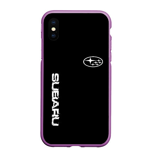 Чехол iPhone XS Max матовый Subaru logo white / 3D-Фиолетовый – фото 1