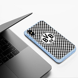 Чехол iPhone XS Max матовый Borussia клетка текстура, цвет: 3D-голубой — фото 2