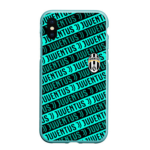 Чехол iPhone XS Max матовый Juventus pattern logo steel / 3D-Мятный – фото 1