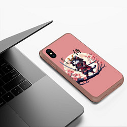 Чехол iPhone XS Max матовый Kitten samurai - bushido ai art, цвет: 3D-коричневый — фото 2