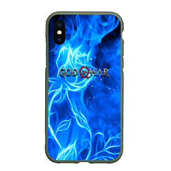 Чехол iPhone XS Max матовый God of war neon flower, цвет: 3D-темно-зеленый